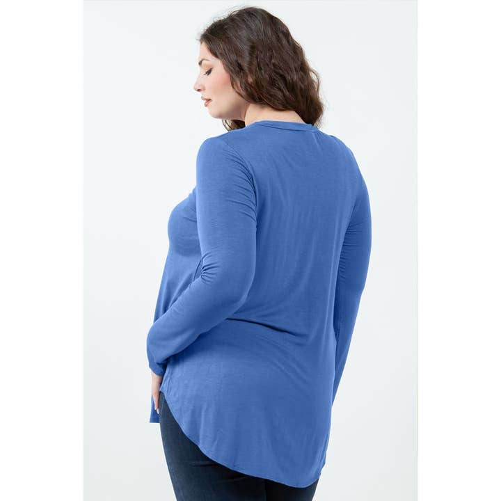 Azules Clothing - Wholesale Tunic - Women's - Plus Size Crew Neck Long Sleeve Top