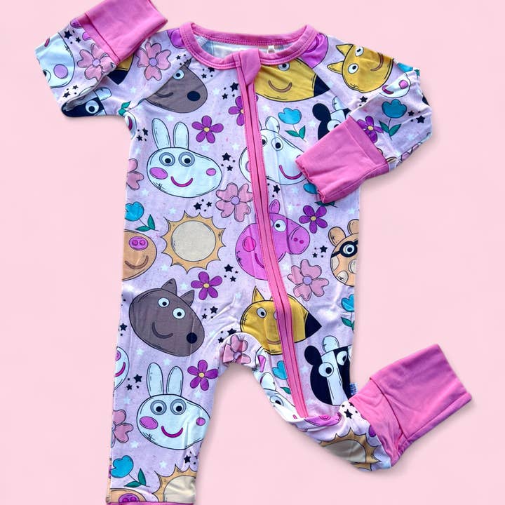 Varkensvrienden bamboe omkeerbare zippy romper voor wholesale door CEDDY & RIA