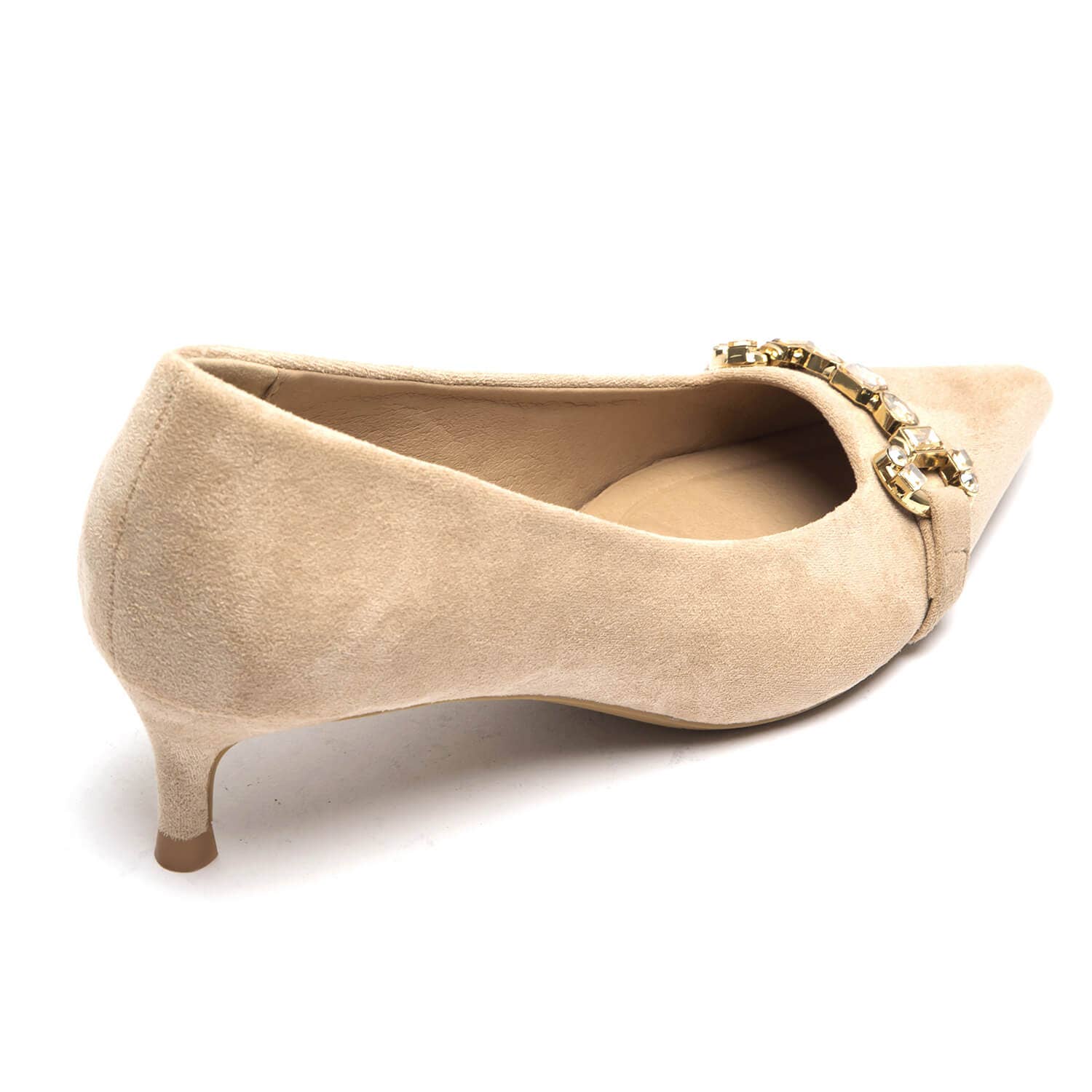 No Doubt Shoes – wholesale Low heels – Women′s – POINTED TOE GEMSTONE PUMP HEEL WITH GOLD CHAIN PARTY SANDALS8