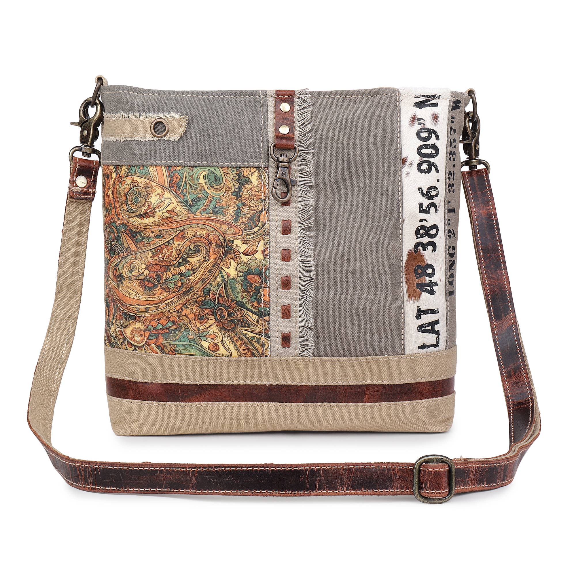 Sixtease Bags USA - Wholesale Shoulder Bag - Women's - Canvas Cowhide & Leather Women Shoulder Bag - Rustic Paisley4
