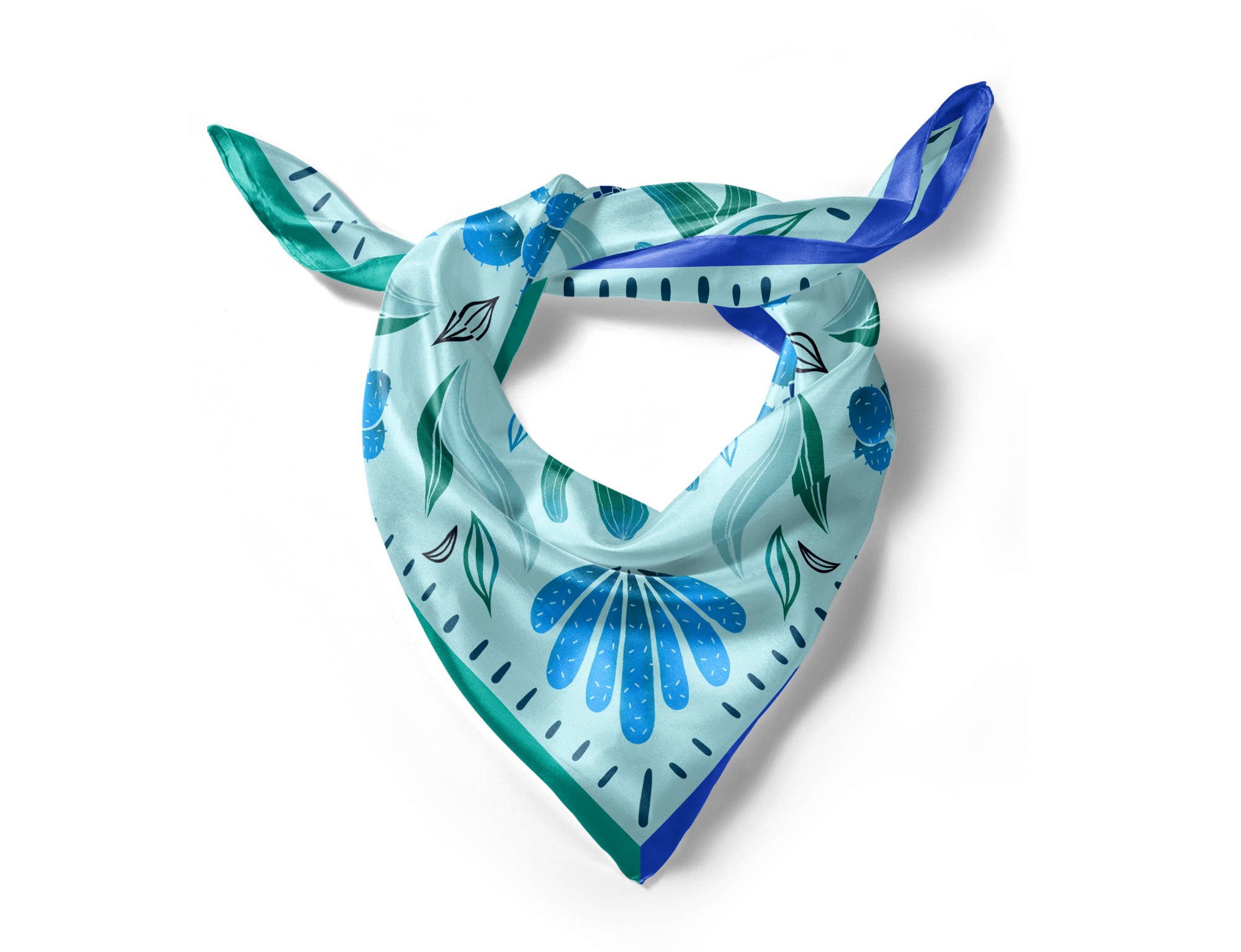 Arlo Goods - Vente Écharpe – femme - Écharpe en soie Symétrie Bleue1