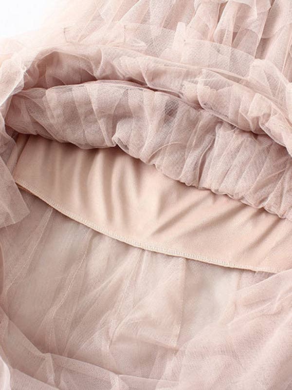 Sheer Trend - Venta al por mayor Falda - Mujer - Falda de elasticidad plisada falbala de 4 colores de malla irregular original3