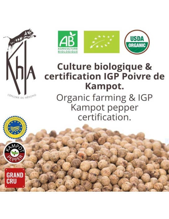 Khla - L'épicerie du Mékong - Wholesale Pepper/Peppercorns - Kampot white pepper - IGP - Organic - Premium - in grains - 250g3