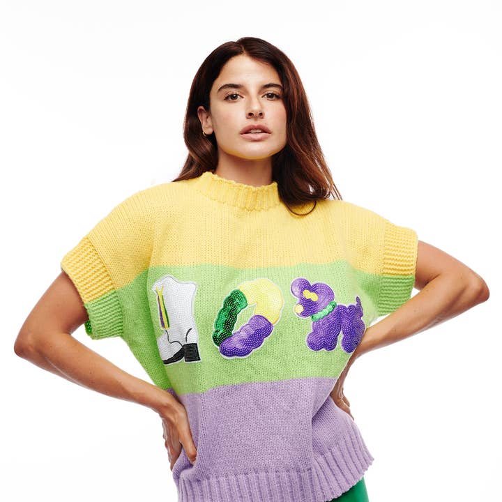 Mardi Gras icon sweater vest 7PK for wholesale by SongLily