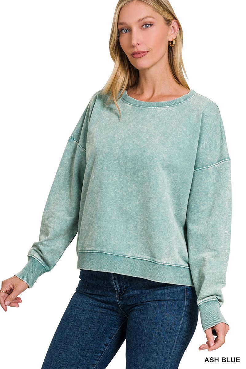 42POPS - Venta al por mayor Sudadera - Mujer - ....SI-25090 JERSEY FRANCÉS TERRY LAVADO ÁCIDO CON CUELLO BARCO5