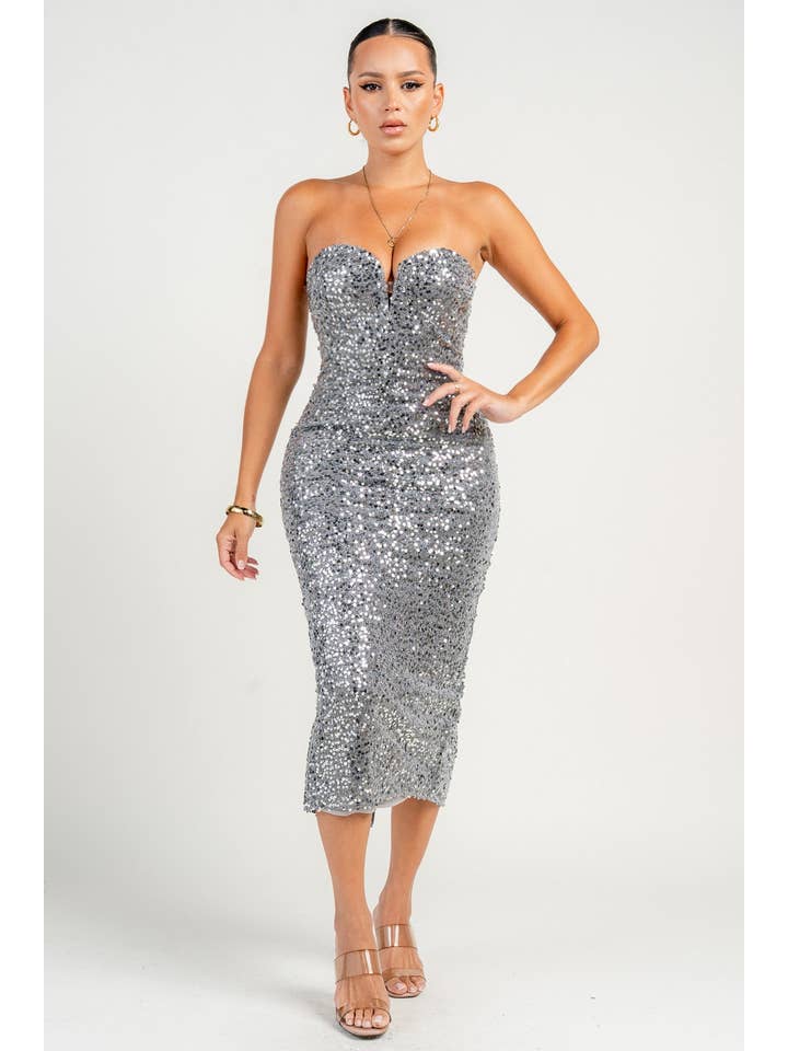 PRIVY - Wholesale Dress - Women's - PD79327S / WIRE INSET TUBE MIDI DRESS10