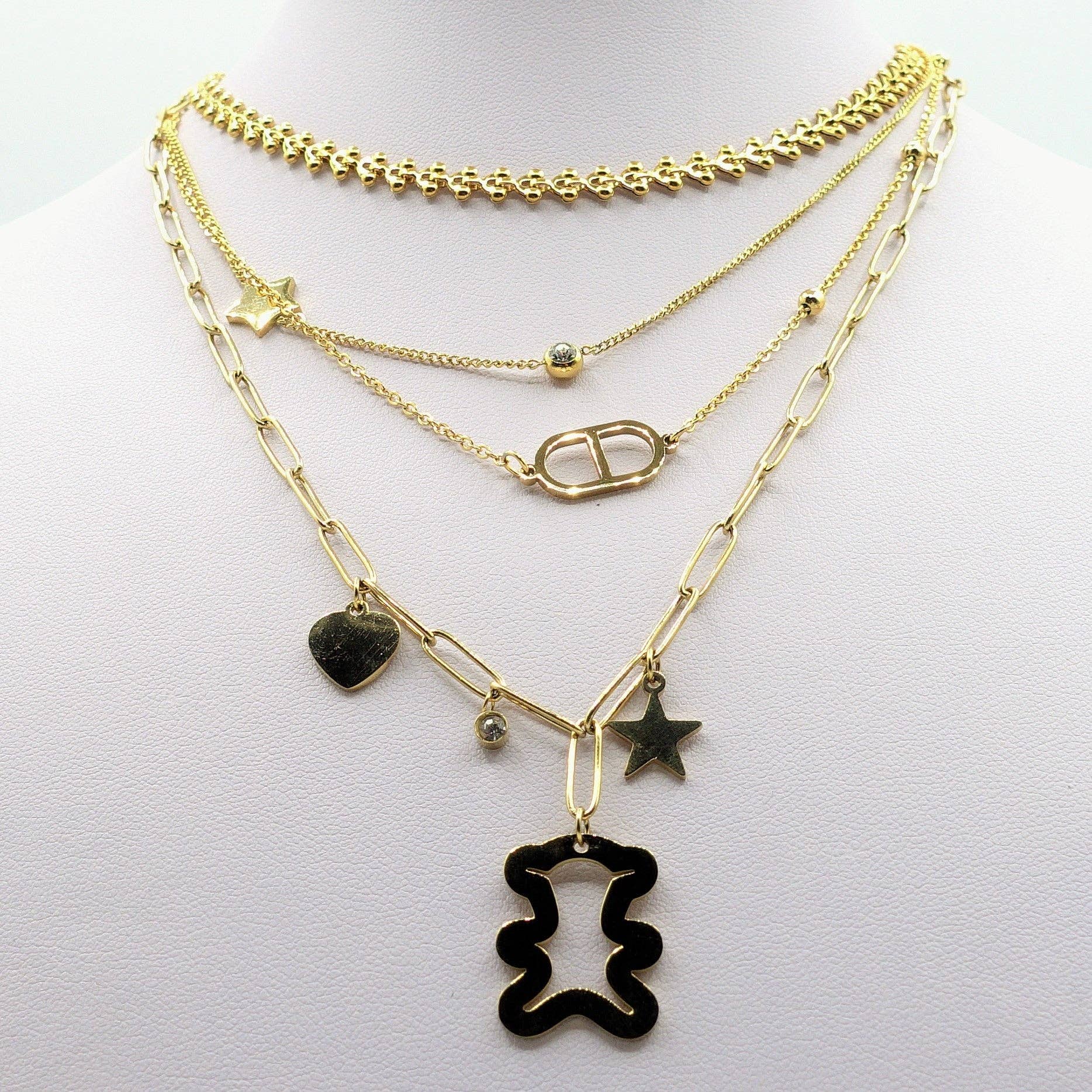 Daemon srls - Venta al por mayor Juegos de joyas - ELLIE ~ Conjunto de 3 collares combinados en acero inoxidable4