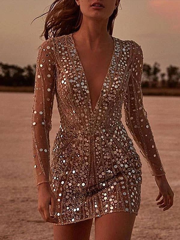 Shiny Spangle Long Sleeves Mini Dresses and other Purchase Wholesale maxi dress plus. Free Returns & Net 60 Terms on Faire trending on Faire.