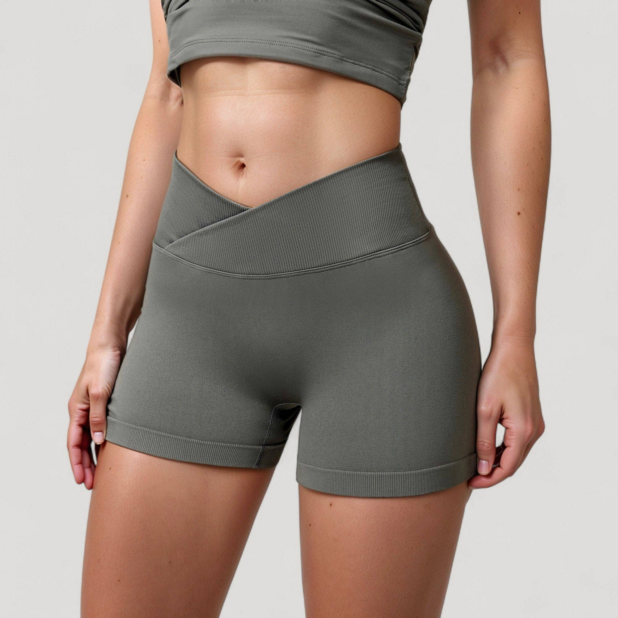 Active by Anna-Kaci – wholesale Athletic shorts – Women's – High Waist Seamless Ribbed Biker Shorts with Crossover Waist12