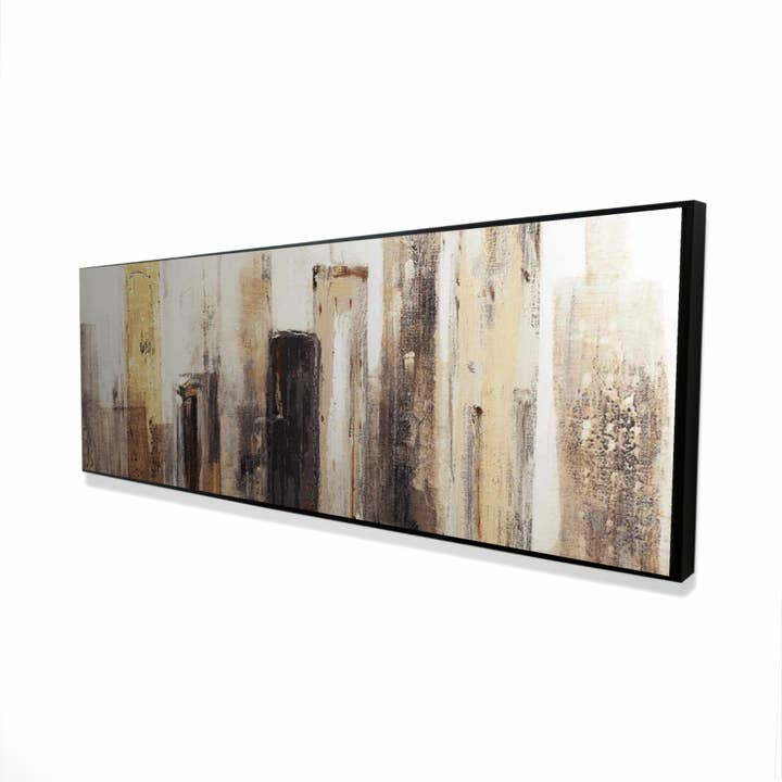 Erdtöne Stadt Leinwand | Braun gerahmte industrielle Dekoration für den Großhandel von BEGIN HOME DECOR