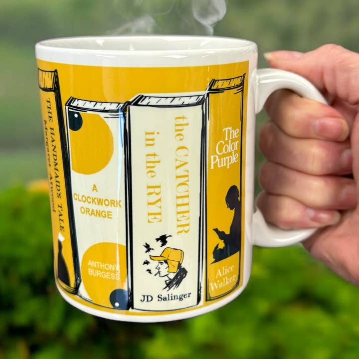 Banned Books Authors Book Spine Tea Coffee Mug for wholesale by Fly Paper Products