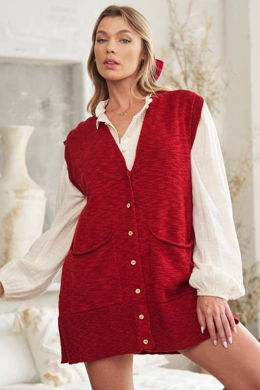 JADE BY JANE - Wholesale Sweater Vest - Women's - V-Neck Button Down Knit Sweater Vest10