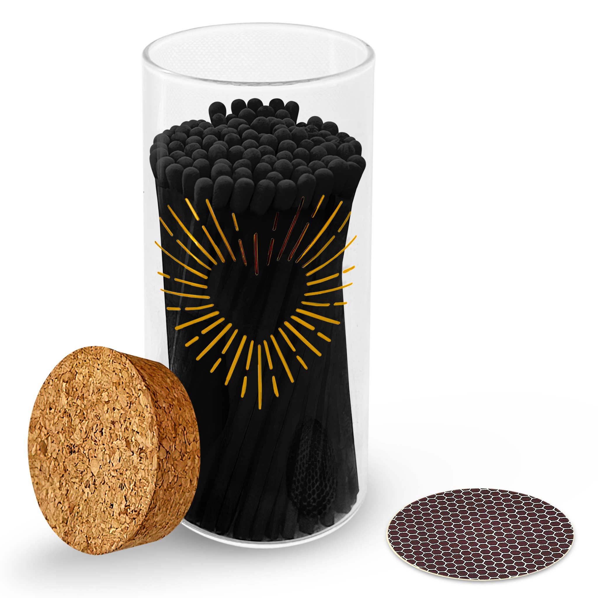 Thankful Greetings – wholesale Tändsticka – Guldtryck med 4" tändstickor & stor korktoppburk4