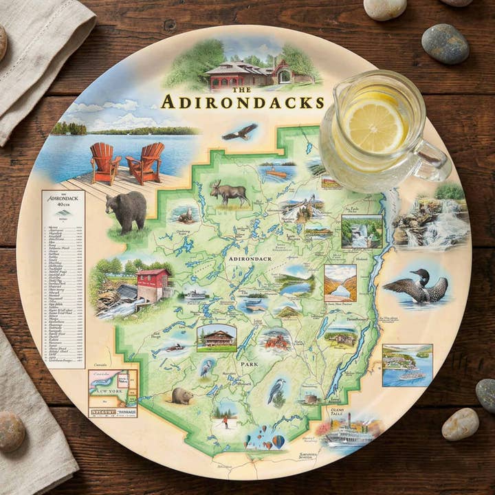XPLORER MAPS - Wholesale Serving Tray - Adirondacks Map Wooden Serving Tray 4