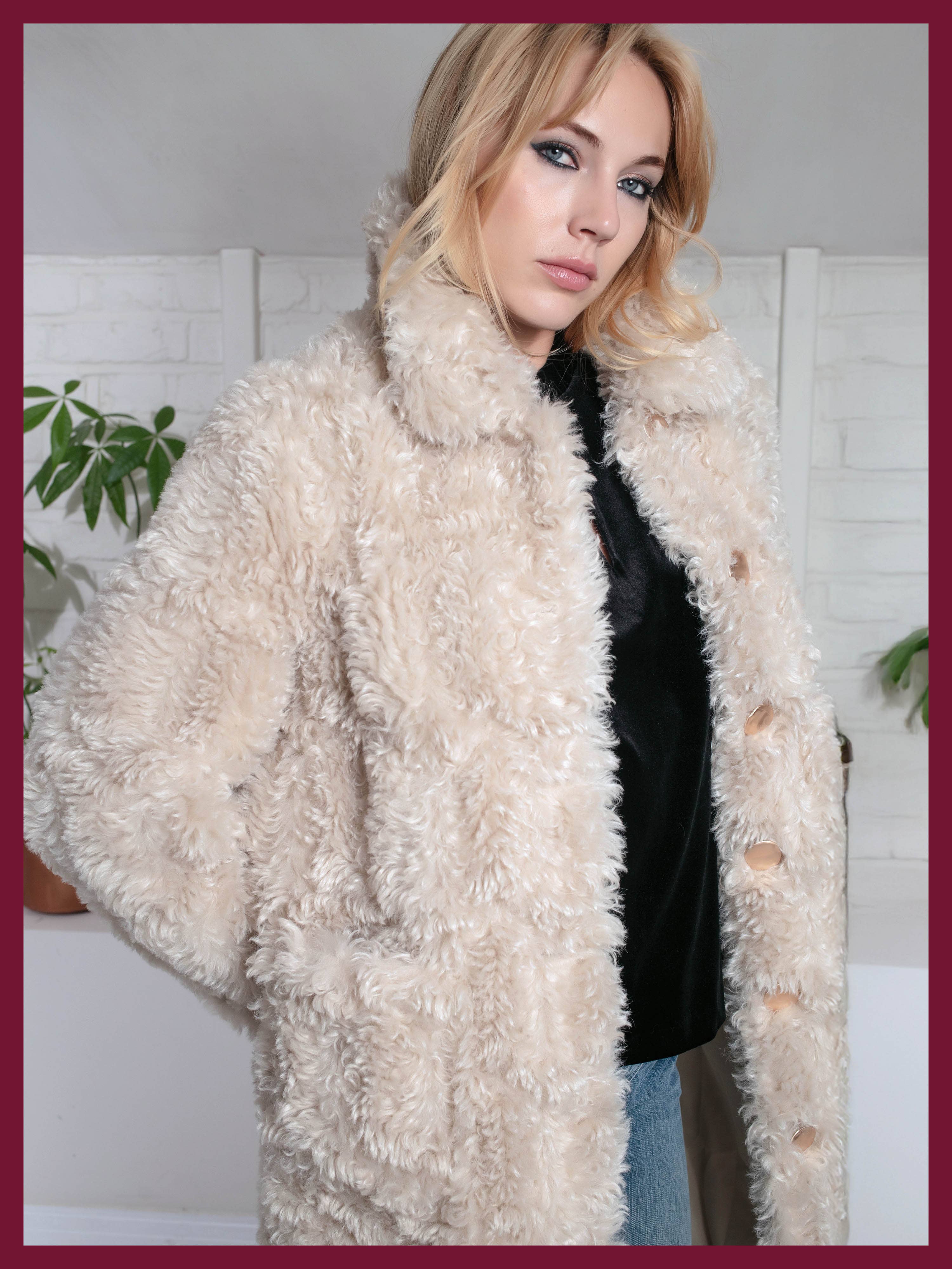 Cream Rowena Shaggy Jacket for wholesale on Faire5