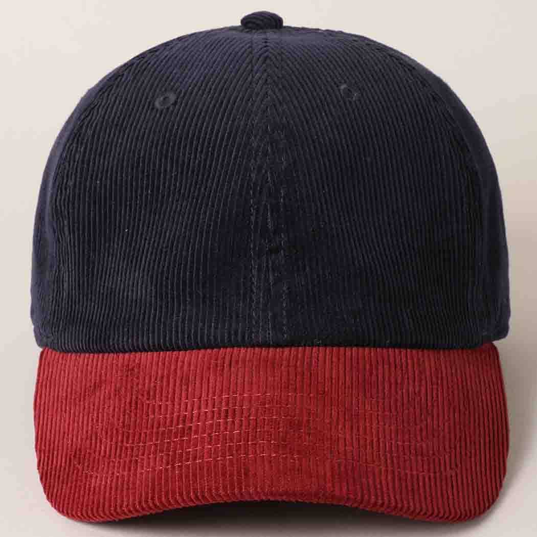 Fashion City - Wholesale Baseball Cap - Unisex - Corduroy Two-Tone Adjustable Baseball Cap48