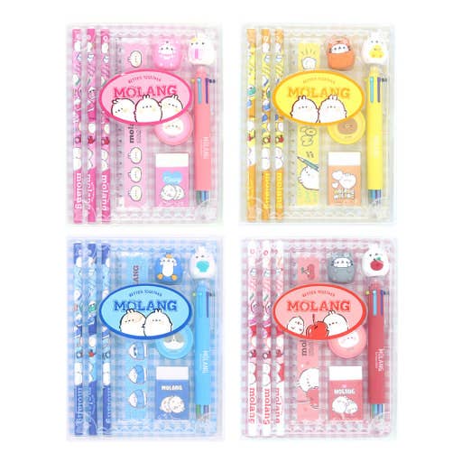 K-Wonderland - Vendita all'ingrosso Set di cartoleria/cancelleria - Set di Cancelleria Molang – Confezione Regalo di Forniture Scolastiche Carine1