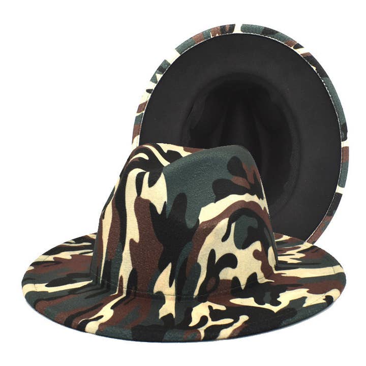 Ole - Wholesale Fedora - Women's - Camo Printed Wide Brim Fedora Hat C04504