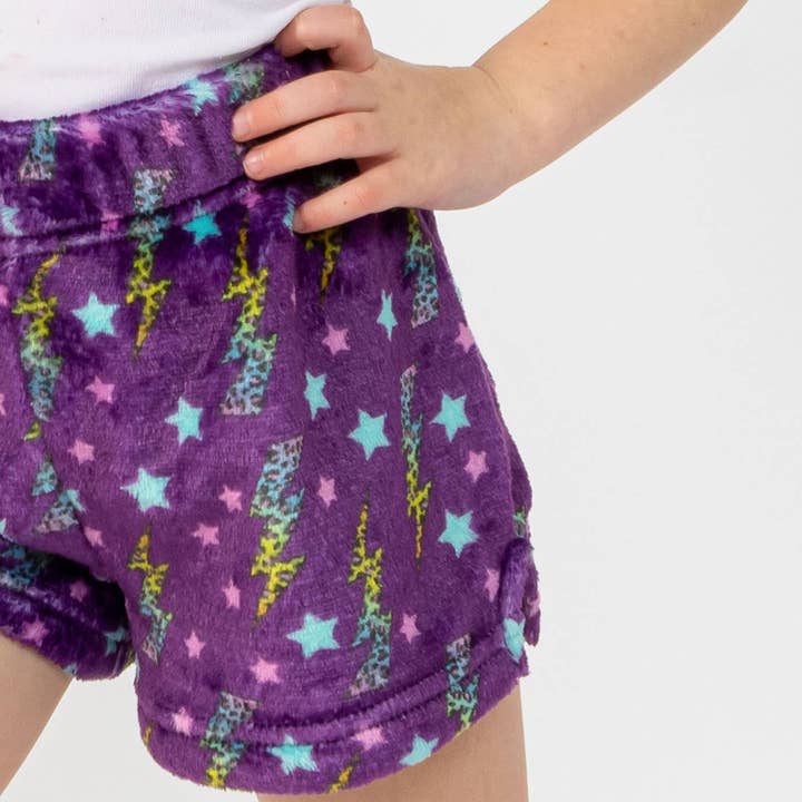 Limeapple - Wholesale Lounge Shorts - Kids - Girls Plush Lounge Shorts - Love More2