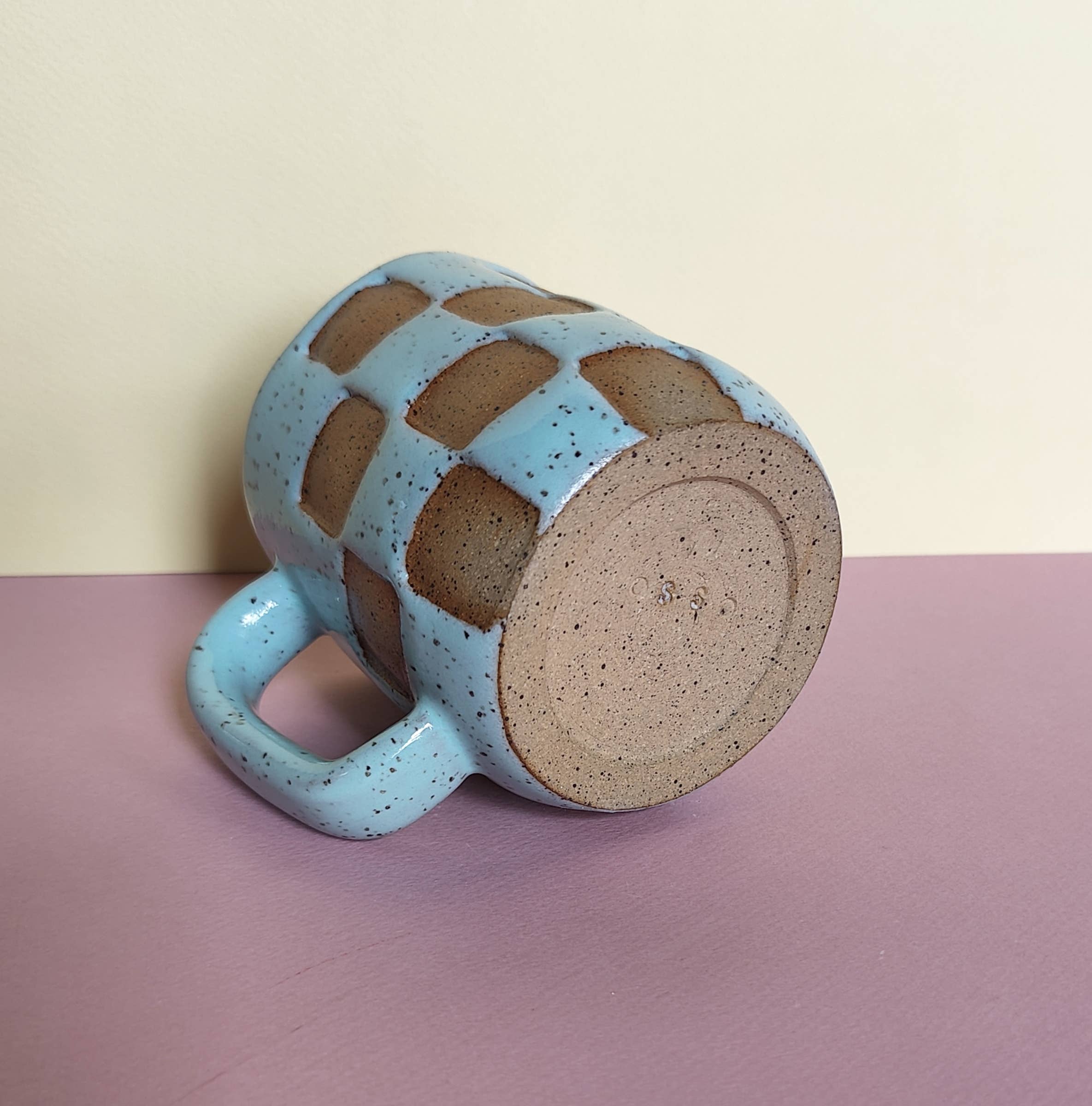 Osso Ceramics - Wholesale Coffee Mug - Checker Mug in Light Blue2