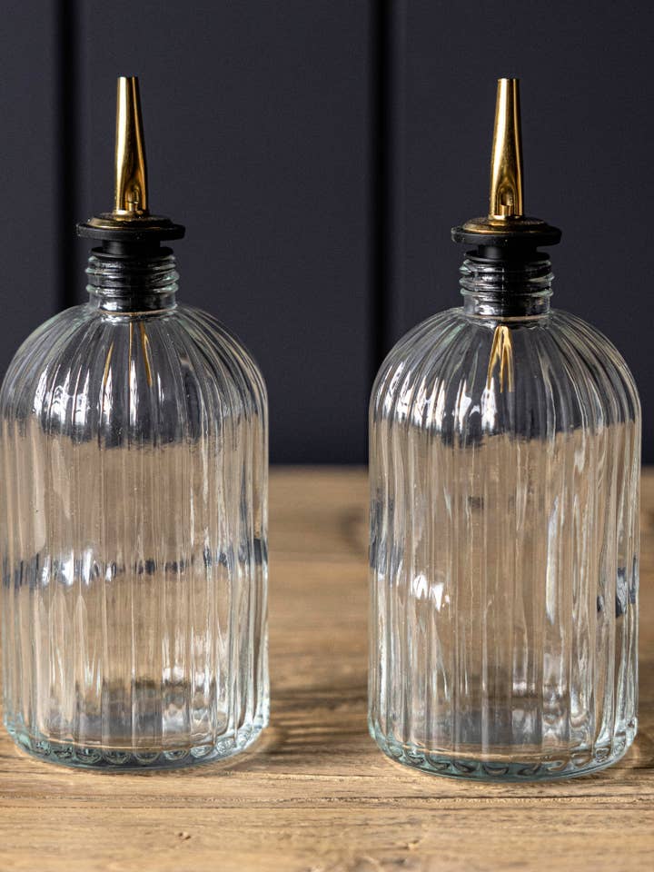 Olive Oil & Vinegar Glass Scallop Fluted Bottles  for wholesale by Luxe B Co