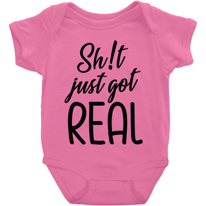 Sh!t Just Got Real short-sleeve design 1 for wholesale by Potty Mouth Tots