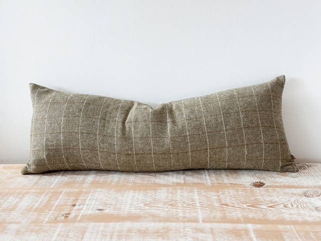 Ellenvale Trade – wholesale Throw pillow cover – Betty Olive Green Tweed Bolster Cushion Cover  80 x 30 1