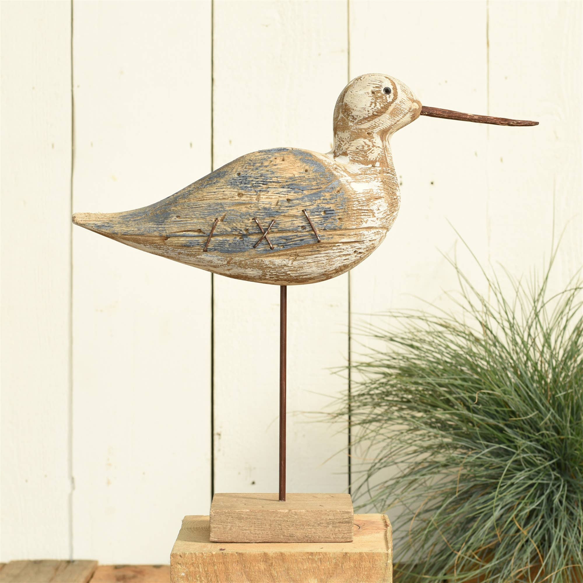 HomArt - Wholesale Decorative Figurine - Kelso Wood Seagull - Sandpiper - Navy & Natural Wood2