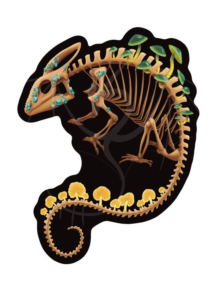 Adesivo in vinile fustellato a forma di scheletro fungine per la vendita all'ingrosso da parte di Two Twisted Dragons