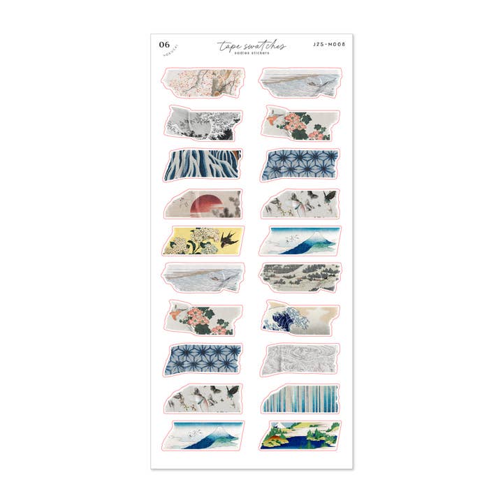 Hokusai-Klebebandmuster • Journal-Aufkleberbogen für den Großhandel von Sadie's Stickers