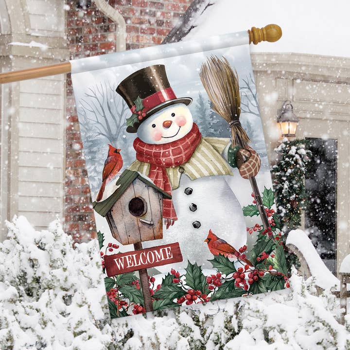 Briarwood Lane - Wholesale Flag - Jolly Snowman Welcome Winter House Flag 40" x 28"