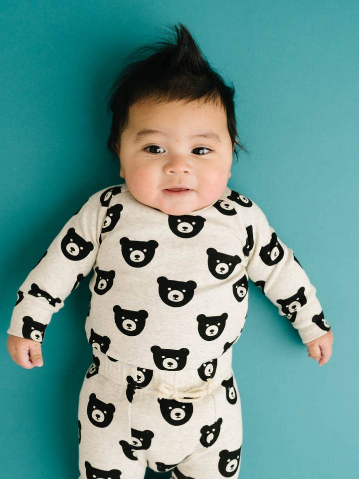 Little One Shop - Wholesale Lounge Set - Kids - Oatmeal Bear Lounge Set