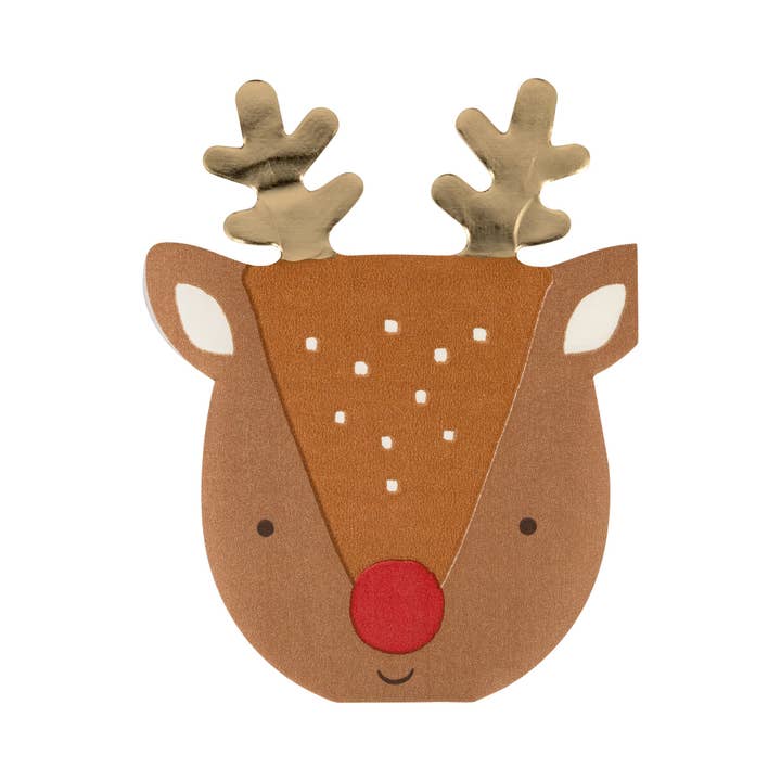 NPL1238 - Rudolph Shaped Dinner Napkin for wholesale by My Mind’s Eye