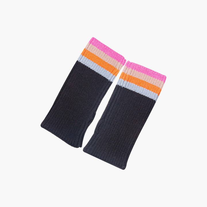 Sarta Accessories - Wholesale Hand warmer - Dollie Wrist Warmers- Black, Rainbow Stripe1