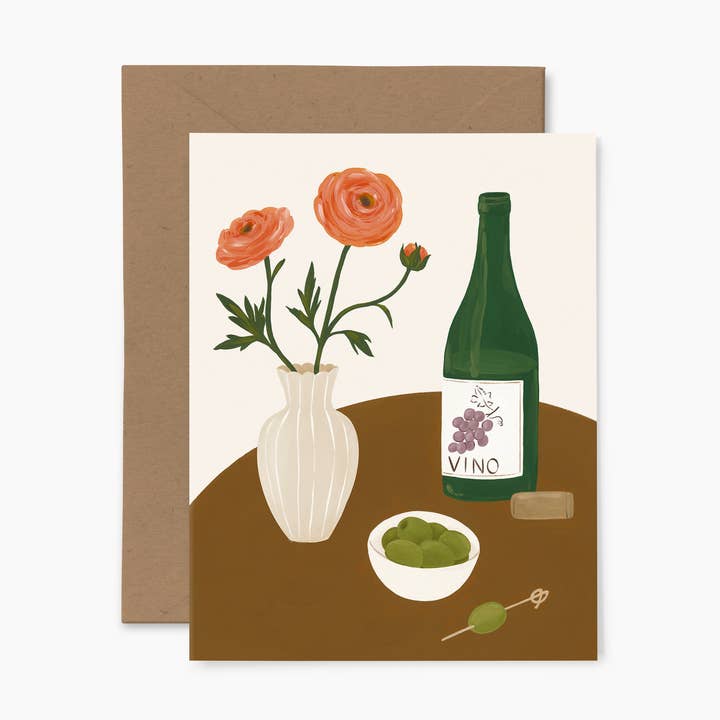 Vino | Carte de voeux pour la vente par Papier Fleuri Co.