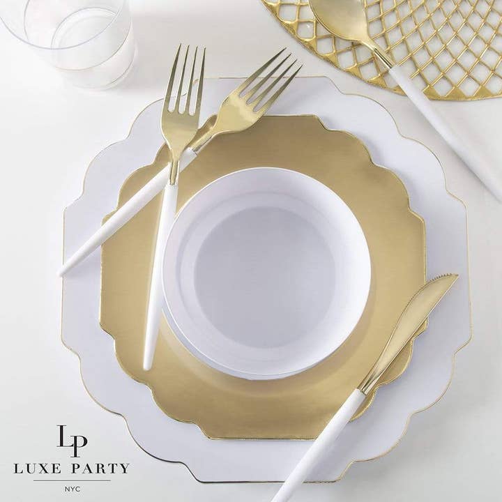 Luxe Party - Wholesale Disposable Plate - Scalloped Gold Plastic Plates | 10 Pack3