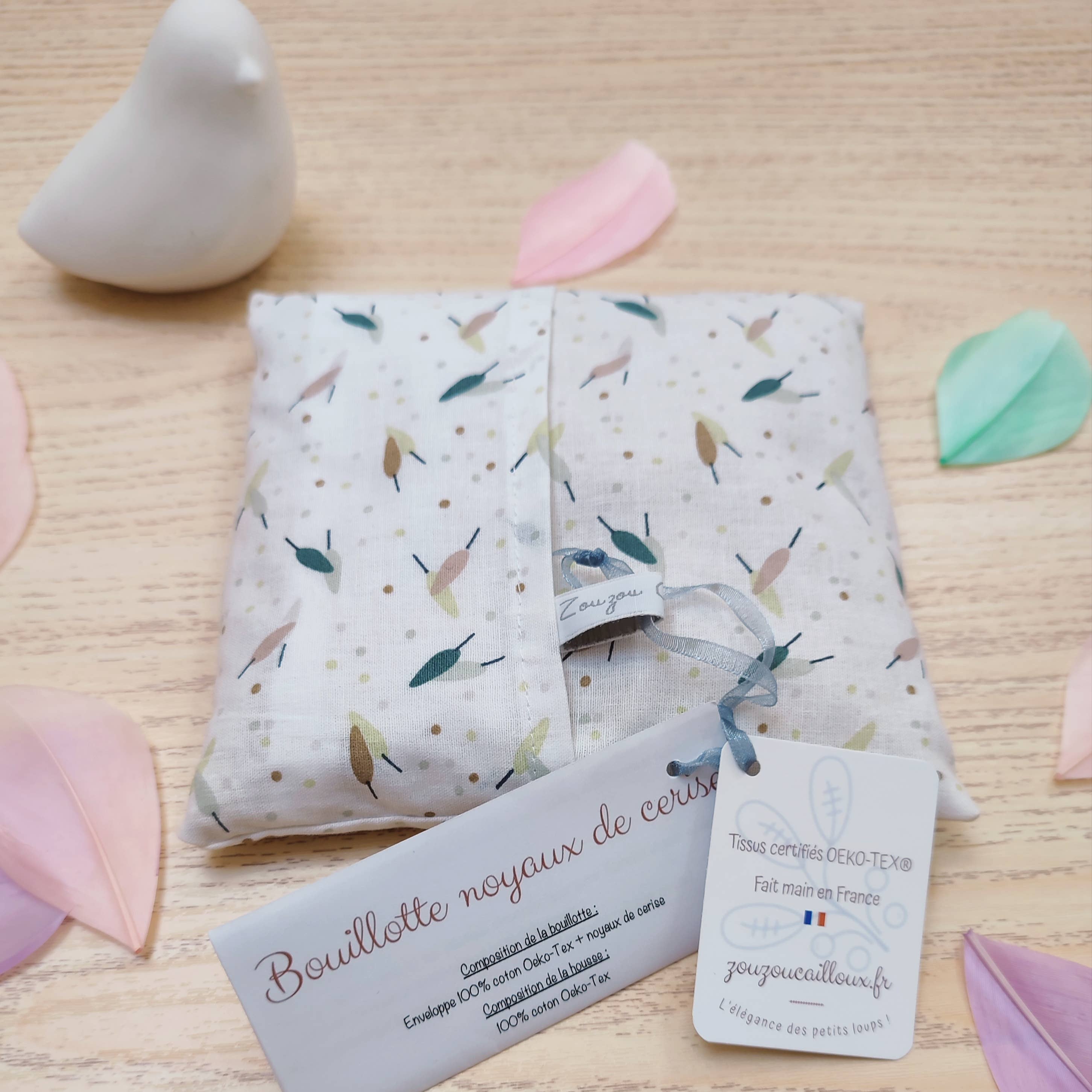 ZOUZOU CAILLOUX - Wholesale Hot/Cold Compress - Cherry pit heating pad feathers - 15 cm x 15 cm1