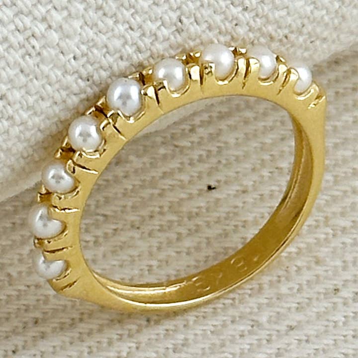 GoldFi – wholesale Band/stacked ring – 18k Gold Filled Fresh Water Pearl Band Ring2