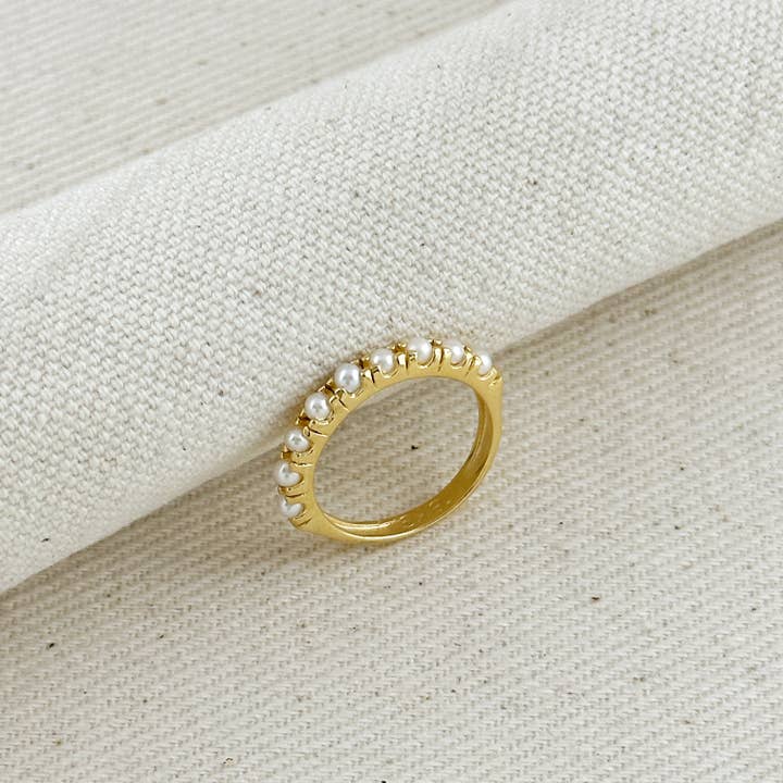 GoldFi - Wholesale Band/Stacked Ring - 18k Gold Filled Fresh Water Pearl Band Ring