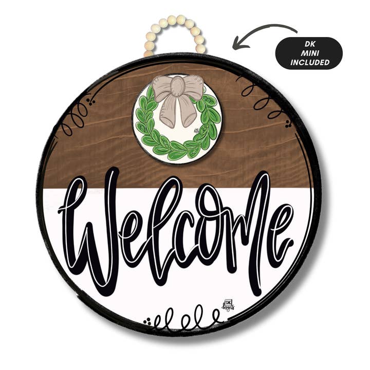 Classic Stain "Welcome" Hanger + Mini for wholesale by DK Designs Georgia