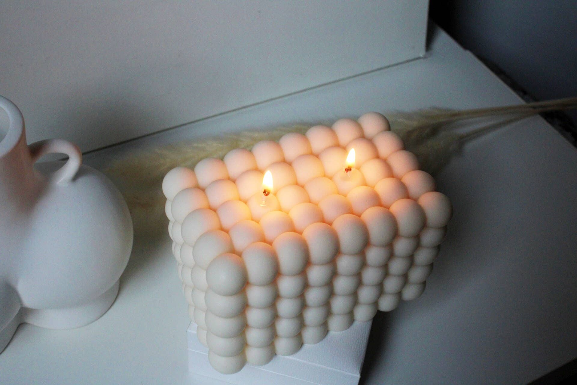 MarneyAsh - Venta al por mayor Velas de diseño llamativo - Vela grande con forma de cubo de doble burbuja, vela de burbujas XL con 2 mechas5