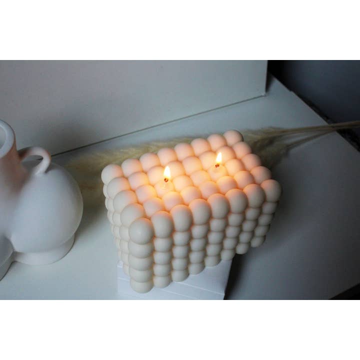 MarneyAsh - Venta al por mayor Velas de diseño llamativo - Vela grande con forma de cubo de doble burbuja, vela de burbujas XL con 2 mechas5