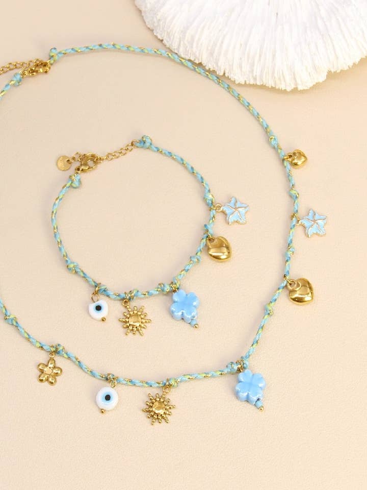 Parure Estivale Collier Et Bracelet Charm's Tressés pour la vente par BELLISSIMA BIJOUX