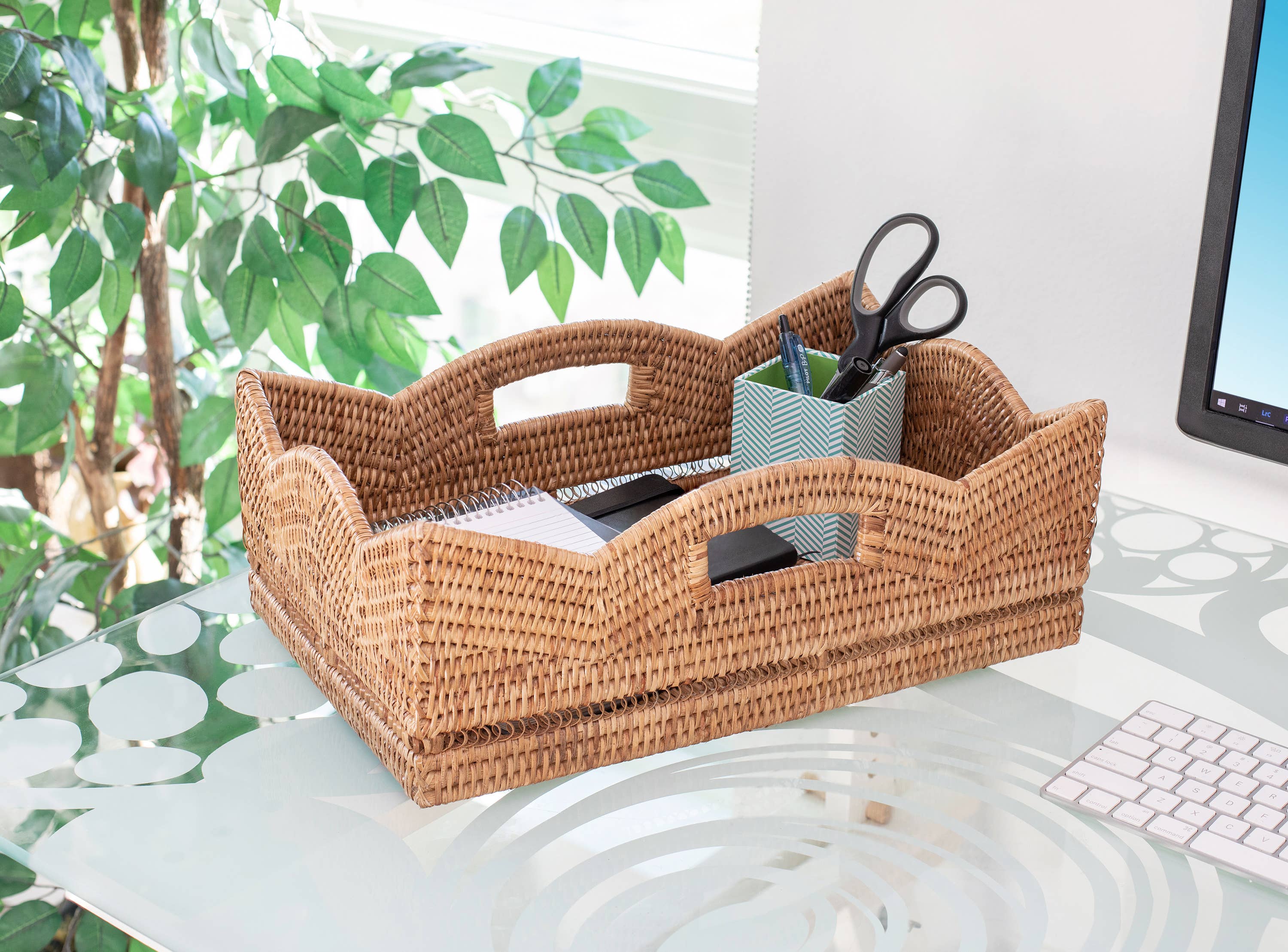 Artifacts Trading Company - Wholesale Basket - Rattan Rectangular Scallop Shelf Basket5