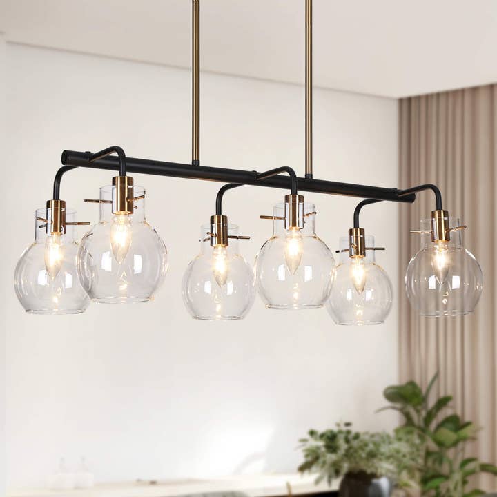 Augitis 6-Light Black and Brass Island Light for wholesale by Belles Lighting