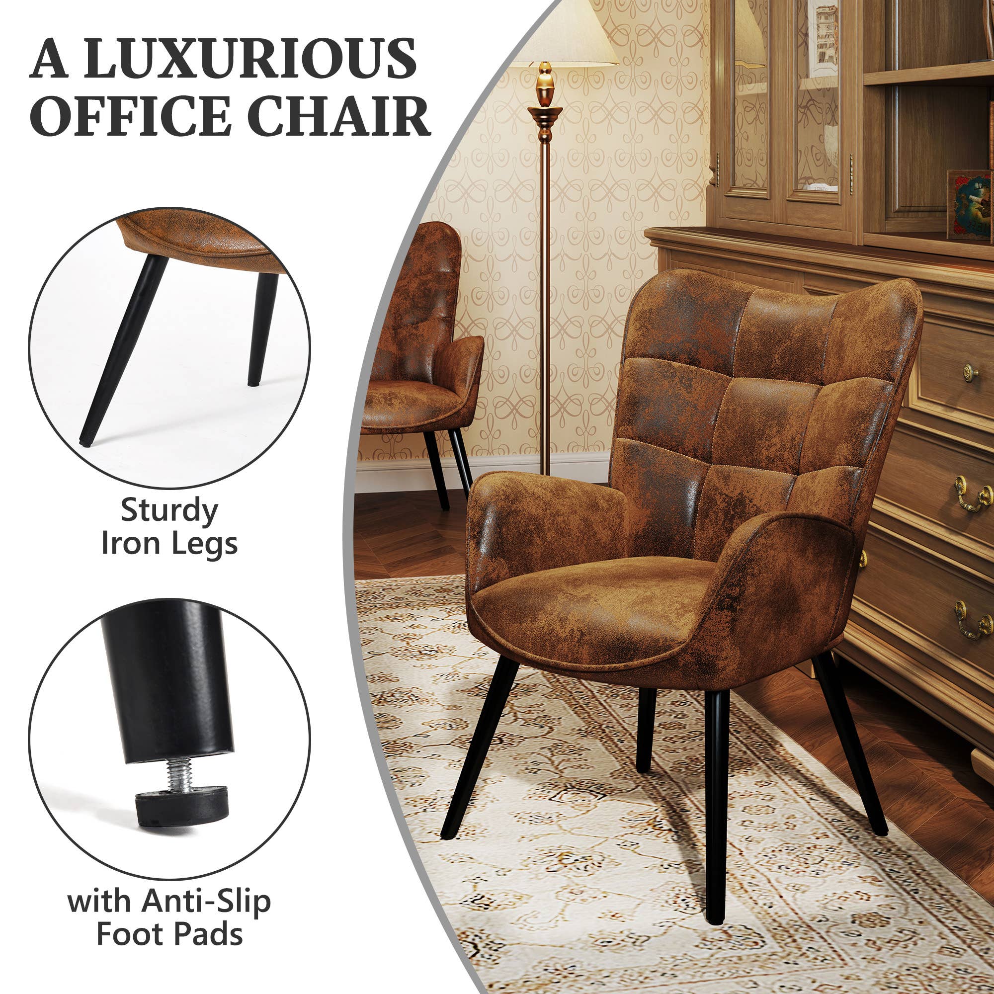 HOMYCASA DESIGN INC - Wholesale Chair - Modern Tufted Accent Chair with Suede Finish in Brown5