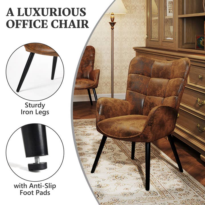 HOMYCASA DESIGN INC - Wholesale Chair - Modern Tufted Accent Chair with Suede Finish in Brown5