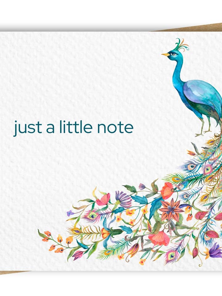 „Just A Little Note” Pauwenkaart - incl. kraft-envelop voor wholesale door Paper Kuts
