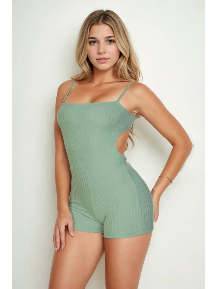 CAPELLA APPAREL - Wholesale Romper - Women's - Ribbed Sleeveless Back Cutout Bodycon Romper11