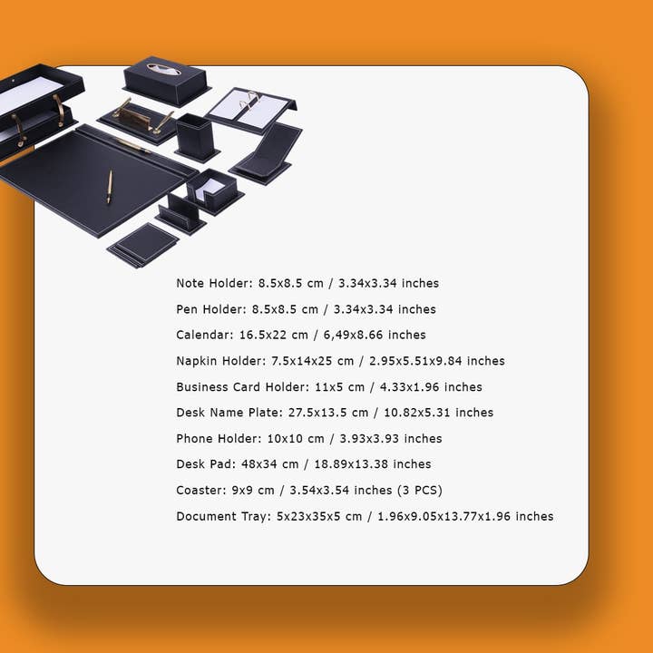 MOOG LLC – Großhandel Schreibtisch-Set – MOOG Vega Schreibtisch-Set, 9-teiliges Zubehör, Schreibtisch-Organizer, 9-tlg